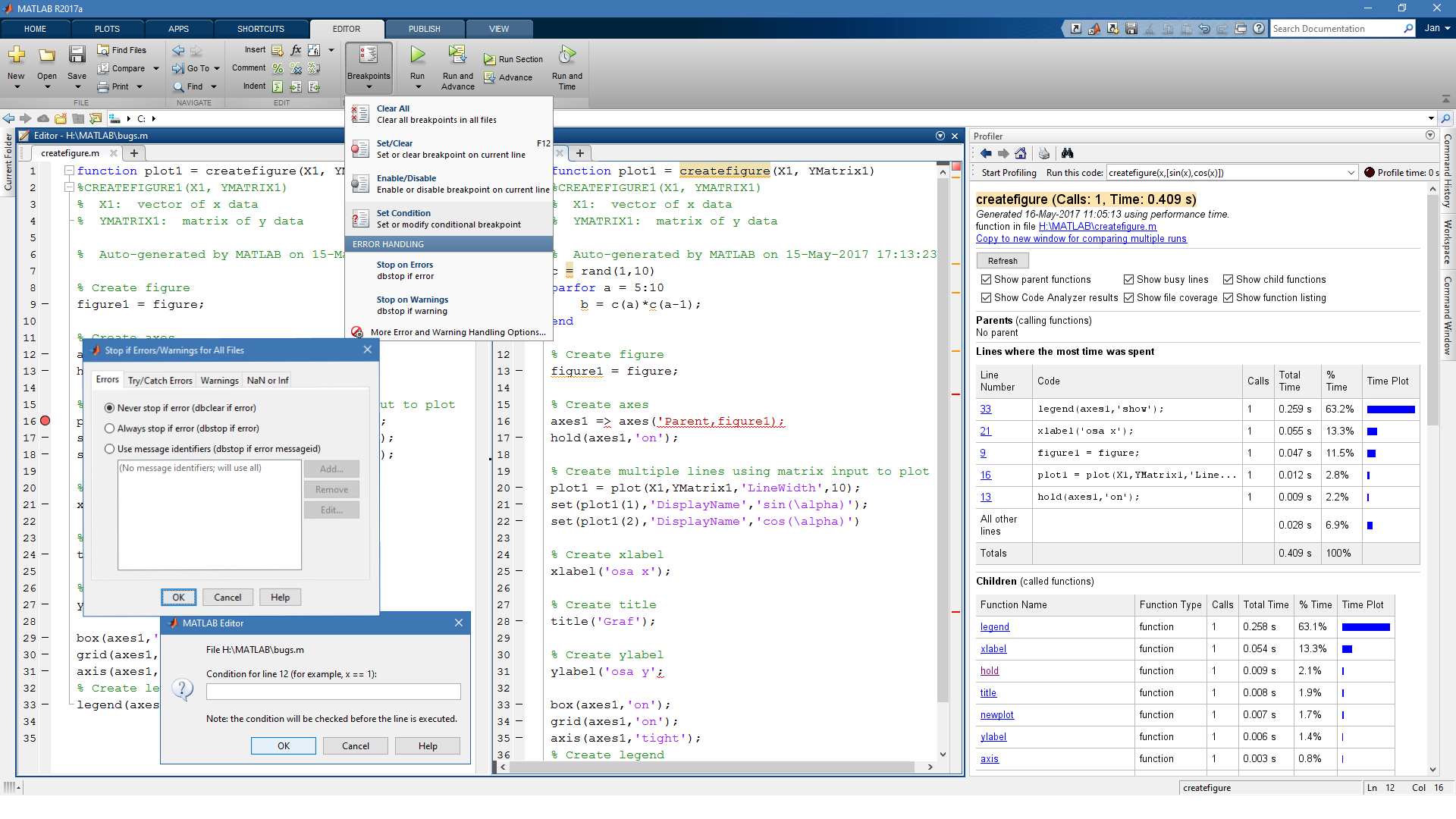 Na obrázku vidíme použití nástrojů Debugger, Code Analyzer a Profiler